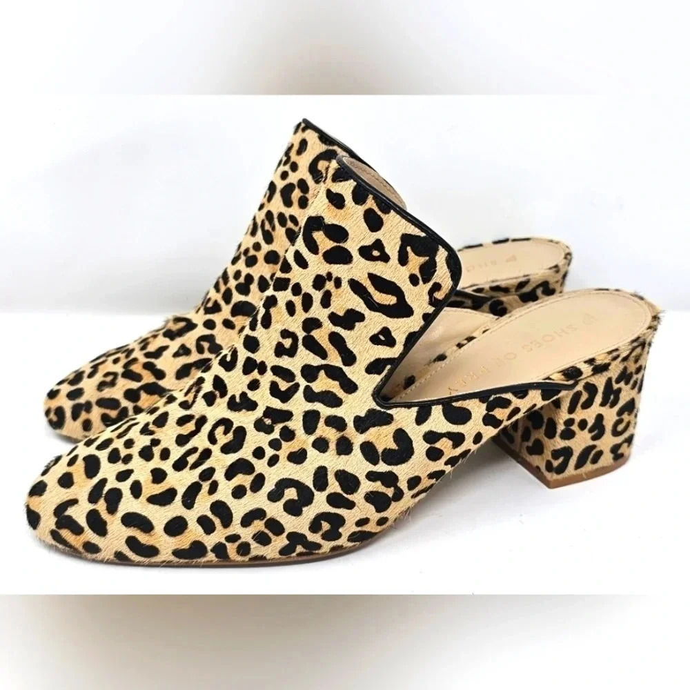 Shoes Of Prey Cow Fur Slip On Mules Heels Size 8